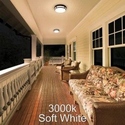 11 in. 1-Light Round Black LED Outdoor Flush Mount 2700K 3000K 4000K Entryway Deck Patio 120-277V 830 Lumens Wet Rated by Hampton Bay 17 11 in. 1-Light Round Black LED Outdoor Flush Mount 2700K 3000K 4000K Entryway Deck Patio 120-277V 830 Lumens Wet Rated by Hampton Bay -Hampton Bay Sales 11in black hampton bay outdoor flush mount lights 54471291 4f 1000