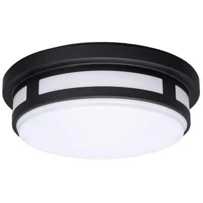 11 in. 1-Light Round Black LED Outdoor Flush Mount 2700K 3000K 4000K Entryway Deck Patio 120-277V 830 Lumens Wet Rated by Hampton Bay 1 11 in. 1-Light Round Black LED Outdoor Flush Mount 2700K 3000K 4000K Entryway Deck Patio 120-277V 830 Lumens Wet Rated by Hampton Bay