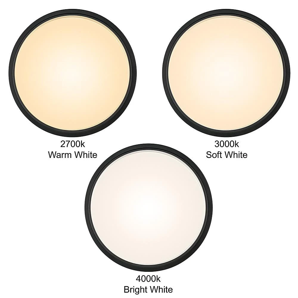 11 in. 1-Light Round Black LED Outdoor Flush Mount 2700K 3000K 4000K Entryway Deck Patio 120-277V 830 Lumens Wet Rated by Hampton Bay 4 11 in. 1-Light Round Black LED Outdoor Flush Mount 2700K 3000K 4000K Entryway Deck Patio 120-277V 830 Lumens Wet Rated by Hampton Bay - Image 4