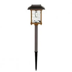Parkwood 2-Tone, Bronze and Gold Solar LED Weather Resistant Path Light 14 Lumens with Water Glass Lens and Vintage Bulb by Hampton Bay
