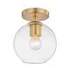 Vista Heights 8 in. 1-Light Aged Brass Semi Flush Mount Ceiling Light by Hampton Bay