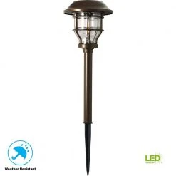 Solar Brass Outdoor Integrated LED 2500K 10-Lumens Vintage Bulb Landscape Pathway Light Set (6-Pack) by Hampton Bay -Hampton Bay Sales aged bronze hampton bay path lights nxt 1742 66 1000
