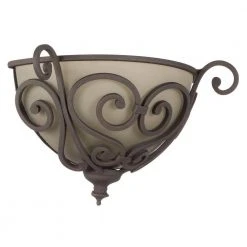 Earle 1-Light Aged Iron Half Sconce with Scavo Glass Shade by Hampton Bay -Hampton Bay Sales aged iron hampton bay wall sconces fab8451a 3 44 1000