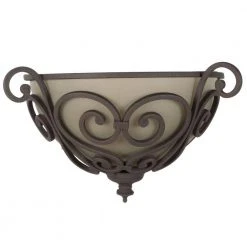Earle 1-Light Aged Iron Half Sconce with Scavo Glass Shade by Hampton Bay -Hampton Bay Sales aged iron hampton bay wall sconces fab8451a 3 4f 1000