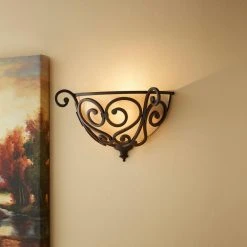 Earle 1-Light Aged Iron Half Sconce with Scavo Glass Shade by Hampton Bay -Hampton Bay Sales aged iron hampton bay wall sconces fab8451a 3 c3 1000