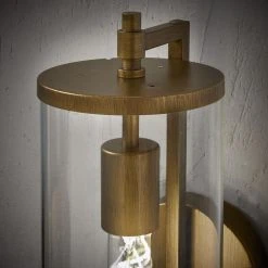 Lurelane Modern 1-Light Antique Brass Hardwired Outdoor Large Cylinder Wall Lantern Sconce by Hampton Bay -Hampton Bay Sales antique brass hampton bay outdoor sconces wwl 015 l ab 66 1000