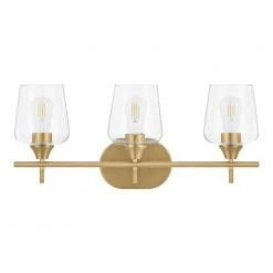 Pavlen 24 in. 3-Lights Antique Brass Vanity Light with Clear Glass Shades by Hampton Bay