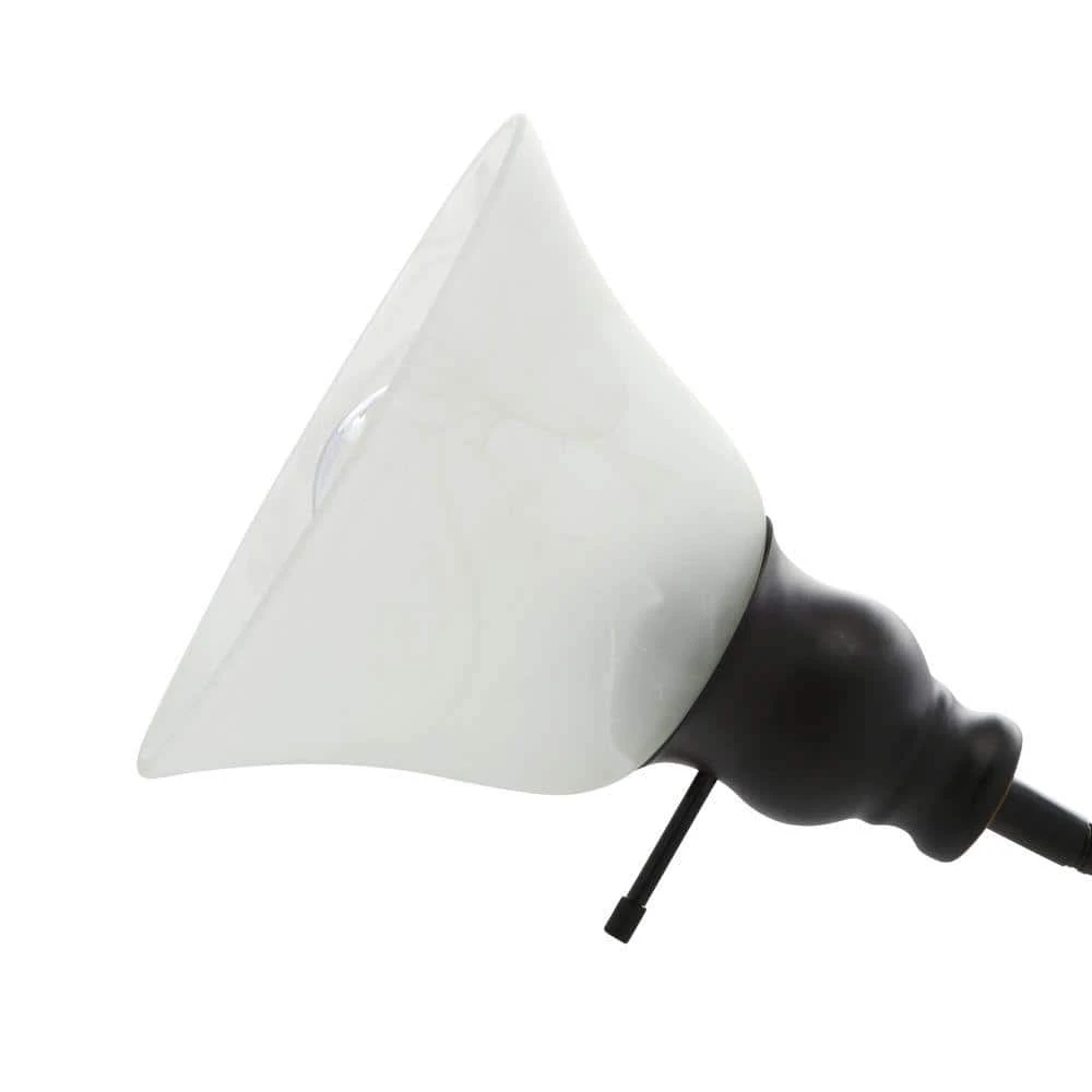 71 in. Antique Bronze Floor Lamp with 2 Alabaster Glass Shades by Hampton Bay 3 71 in. Antique Bronze Floor Lamp with 2 Alabaster Glass Shades by Hampton Bay - Image 3