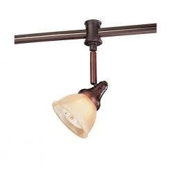 120-Volt Antique Bronze Flexible Track Head with Glass Shade by Hampton Bay