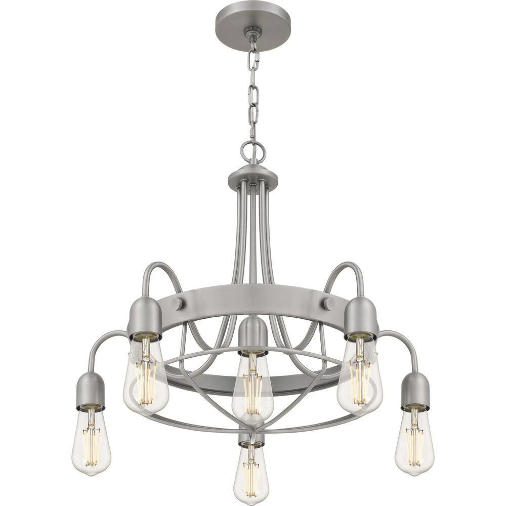 Southbourne 6-Light Antique Nickel Chandelier with Open Steel Cage Frame by Hampton Bay 8 Southbourne 6-Light Antique Nickel Chandelier with Open Steel Cage Frame by Hampton Bay - Image 8