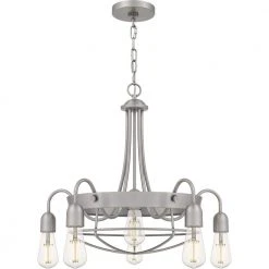 Southbourne 6-Light Antique Nickel Chandelier with Open Steel Cage Frame by Hampton Bay