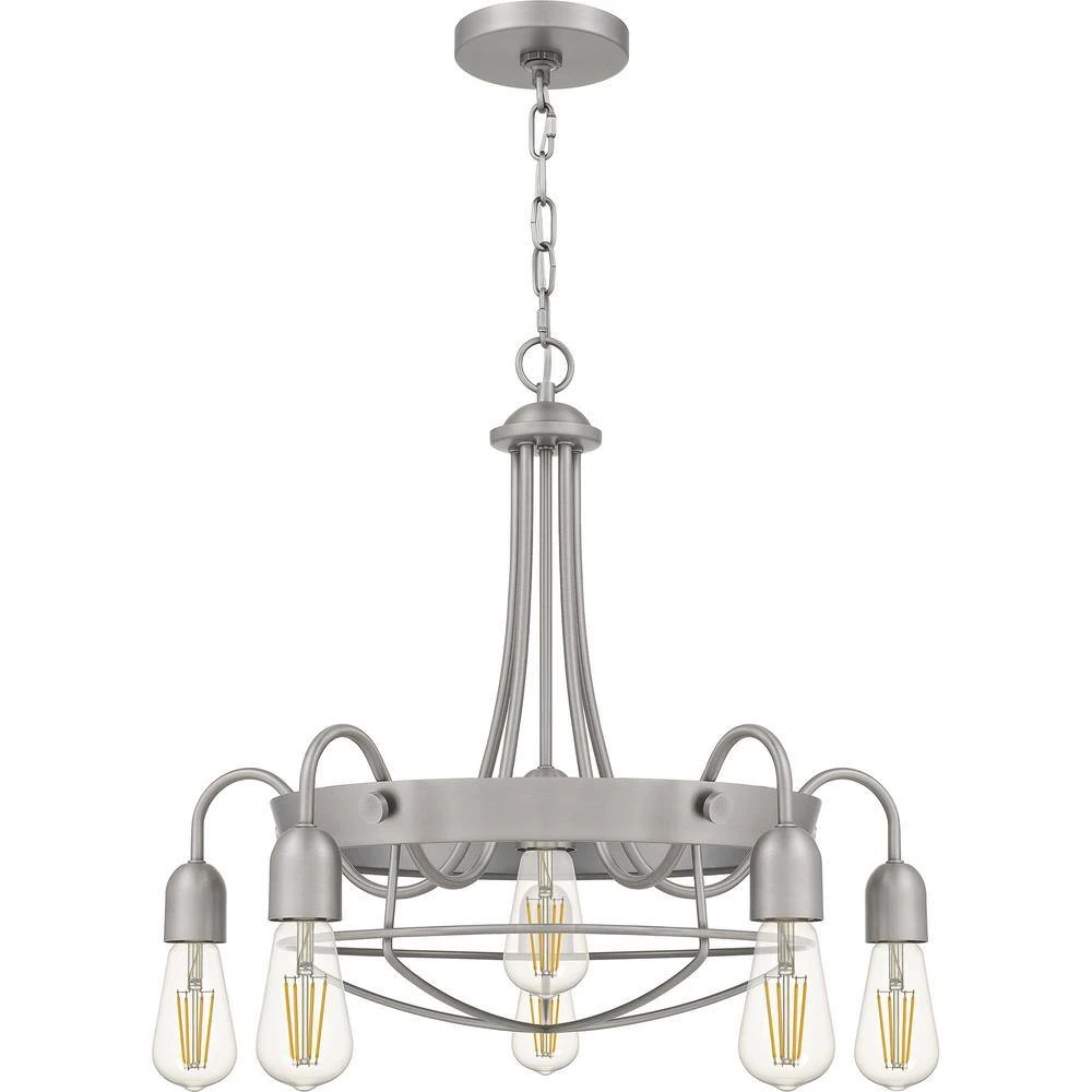 Southbourne 6-Light Antique Nickel Chandelier with Open Steel Cage Frame by Hampton Bay 6 Southbourne 6-Light Antique Nickel Chandelier with Open Steel Cage Frame by Hampton Bay - Image 6