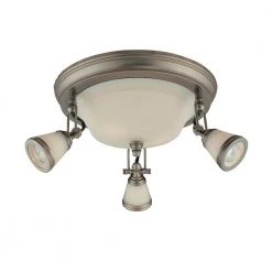 14 in. 5-Light Antique Pewter Semi-Flush Mount with Frosted Glass Shades by Hampton Bay