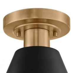 Finley 8 in. 1-Light Black and Brass Semi-Flush Mount Kitchen Ceiling Light Fixture with Metal Shade by Hampton Bay 13 Finley 8 in. 1-Light Black and Brass Semi-Flush Mount Kitchen Ceiling Light Fixture with Metal Shade by Hampton Bay -Hampton Bay Sales black and brass hampton bay flush mount lights kbj2091a bk ab 1d 1000