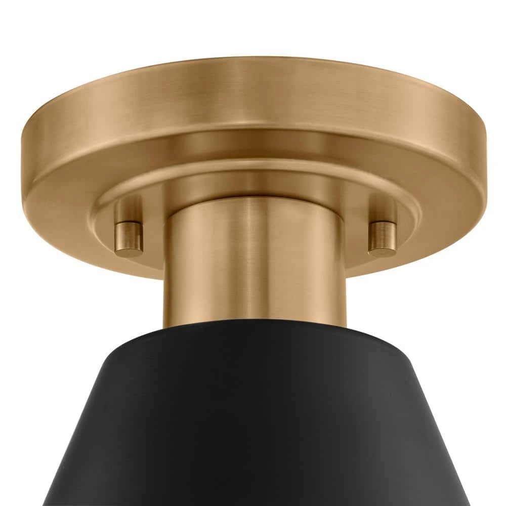 Finley 8 in. 1-Light Black and Brass Semi-Flush Mount Kitchen Ceiling Light Fixture with Metal Shade by Hampton Bay 5 Finley 8 in. 1-Light Black and Brass Semi-Flush Mount Kitchen Ceiling Light Fixture with Metal Shade by Hampton Bay - Image 5