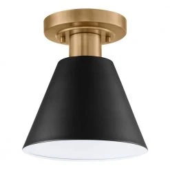 Finley 8 in. 1-Light Black and Brass Semi-Flush Mount Kitchen Ceiling Light Fixture with Metal Shade by Hampton Bay