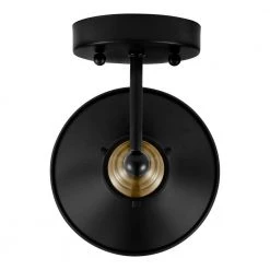 Glenhurst 1-Light Black and Brass Indoor Industrial Farmhouse Wall Sconce Light Fixture with Metal Shade by Hampton Bay -Hampton Bay Sales black and brass hampton bay vanity lighting 20511 bk br 1d 1000