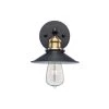 Glenhurst 1-Light Black and Brass Indoor Industrial Farmhouse Wall Sconce Light Fixture with Metal Shade by Hampton Bay