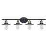 Glenhurst 4-Light Black and Brass Industrial Farmhouse Bathroom Vanity Light Fixture with Metal Shades by Hampton Bay