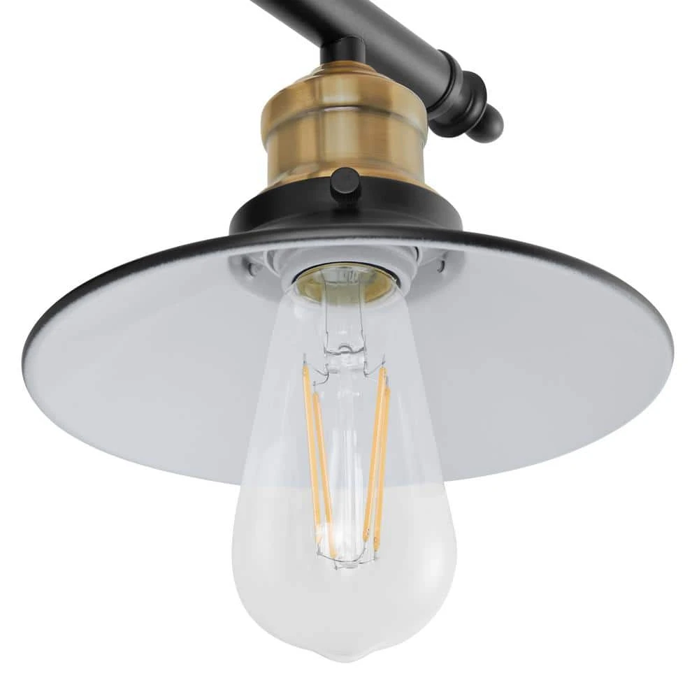 Glenhurst 2-Light Black and Brass Industrial Farmhouse Bathroom Vanity Light Fixture with Metal Shades by Hampton Bay 5 Glenhurst 2-Light Black and Brass Industrial Farmhouse Bathroom Vanity Light Fixture with Metal Shades by Hampton Bay - Image 5