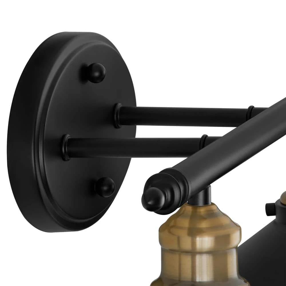 Glenhurst 2-Light Black and Brass Industrial Farmhouse Bathroom Vanity Light Fixture with Metal Shades by Hampton Bay 3 Glenhurst 2-Light Black and Brass Industrial Farmhouse Bathroom Vanity Light Fixture with Metal Shades by Hampton Bay - Image 3