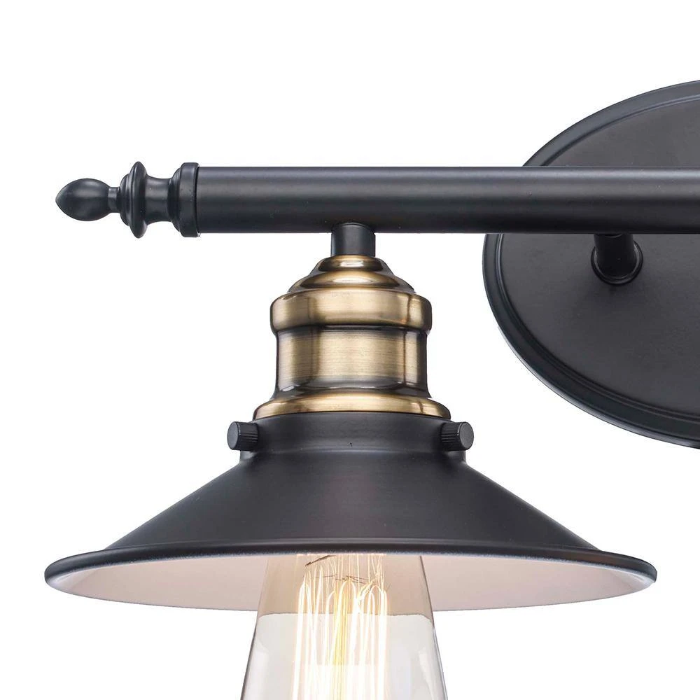 Glenhurst 2-Light Black and Brass Industrial Farmhouse Bathroom Vanity Light Fixture with Metal Shades by Hampton Bay 8 Glenhurst 2-Light Black and Brass Industrial Farmhouse Bathroom Vanity Light Fixture with Metal Shades by Hampton Bay - Image 8