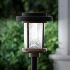 20 Lumens Solar 2-Tone Black and Gray Finish Diecast LED Landscape Pathway Light with Seedy Glass Lens and Vintage Bulb by Hampton Bay -Hampton Bay Sales black and gray hampton bay path lights nxt p9107 07 40 1000