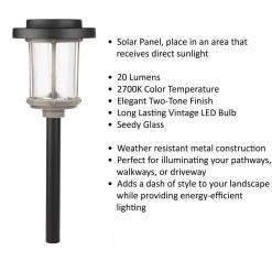 20 Lumens Solar 2-Tone Black and Gray Finish Diecast LED Landscape Pathway Light with Seedy Glass Lens and Vintage Bulb by Hampton Bay -Hampton Bay Sales black and gray hampton bay path lights nxt p9107 07 a0 1000
