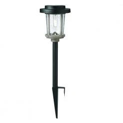 Brookhaven Solar 2-Tone Black and Gray LED Path Light 20 Lumens, Seedy Glass Lens Vintage Bulb (1-Pack) by Hampton Bay