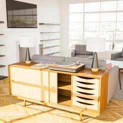 Keswick 21.25 in. Black and Light Wood Grain Accent Lamp by Hampton Bay -Hampton Bay Sales black and light wood grain hampton bay table lamps hdp15307 1f 1000