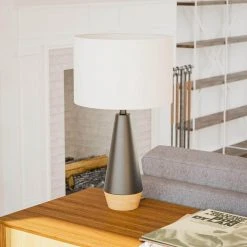 Keswick 21.25 in. Black and Light Wood Grain Accent Lamp by Hampton Bay -Hampton Bay Sales black and light wood grain hampton bay table lamps hdp15307 44 1000