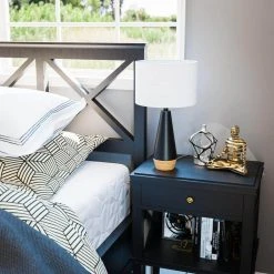 Keswick 21.25 in. Black and Light Wood Grain Accent Lamp by Hampton Bay -Hampton Bay Sales black and light wood grain hampton bay table lamps hdp15307 4f 1000