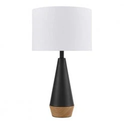 Keswick 21.25 in. Black and Light Wood Grain Accent Lamp by Hampton Bay