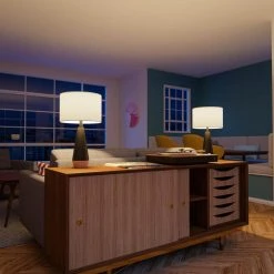 Keswick 21.25 in. Black and Light Wood Grain Accent Lamp by Hampton Bay -Hampton Bay Sales black and light wood grain hampton bay table lamps hdp15307 76 1000