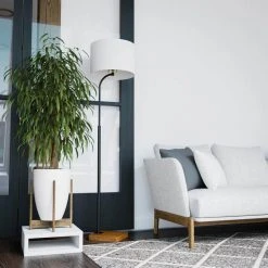 Warlington 64 in. Black and Wood Grain Floor Lamp by Hampton Bay -Hampton Bay Sales black and wood grain hampton bay floor lamps hdp15137 44 1000