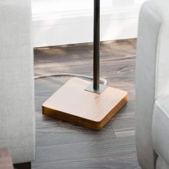 Warlington 64 in. Black and Wood Grain Floor Lamp by Hampton Bay -Hampton Bay Sales black and wood grain hampton bay floor lamps hdp15137 4f 1000