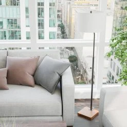 Warlington 64 in. Black and Wood Grain Floor Lamp by Hampton Bay -Hampton Bay Sales black and wood grain hampton bay floor lamps hdp15137 c3 1000