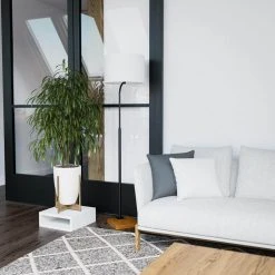 Warlington 64 in. Black and Wood Grain Floor Lamp by Hampton Bay -Hampton Bay Sales black and wood grain hampton bay floor lamps hdp15137 fa 1000