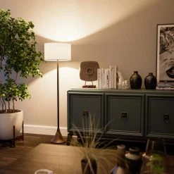 Falkner 60.25 in. Black and Wood Grain Floor Lamp by Hampton Bay -Hampton Bay Sales black and wood grain hampton bay floor lamps hdp15142 1f 1000