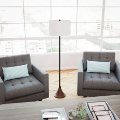 Falkner 60.25 in. Black and Wood Grain Floor Lamp by Hampton Bay -Hampton Bay Sales black and wood grain hampton bay floor lamps hdp15142 31 1000