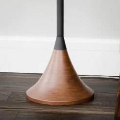 Falkner 60.25 in. Black and Wood Grain Floor Lamp by Hampton Bay -Hampton Bay Sales black and wood grain hampton bay floor lamps hdp15142 4f 1000