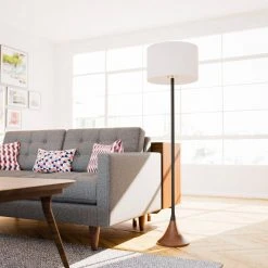 Falkner 60.25 in. Black and Wood Grain Floor Lamp by Hampton Bay -Hampton Bay Sales black and wood grain hampton bay floor lamps hdp15142 76 1000