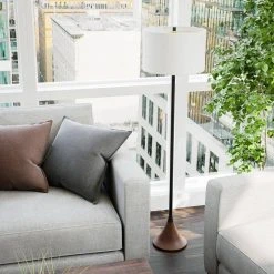 Falkner 60.25 in. Black and Wood Grain Floor Lamp by Hampton Bay -Hampton Bay Sales black and wood grain hampton bay floor lamps hdp15142 c3 1000