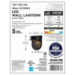 Black Outdoor LED Wall Lantern Sconce with Frosted Glass by Hampton Bay -Hampton Bay Sales black finish hampton bay outdoor sconces ilw1691l 3 1f 1000