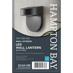 Black Outdoor LED Wall Lantern Sconce with Frosted Glass by Hampton Bay -Hampton Bay Sales black finish hampton bay outdoor sconces ilw1691l 3 44 1000