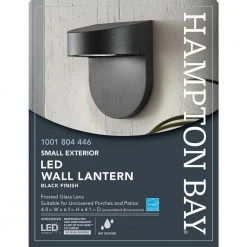 Black Outdoor LED Wall Lantern Sconce with Frosted Glass by Hampton Bay -Hampton Bay Sales black finish hampton bay outdoor sconces ilw1691l 3 4f 1000