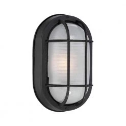 8.5 in. Black LED Outdoor Wall Lamp with Frosted Glass Shade by Hampton Bay
