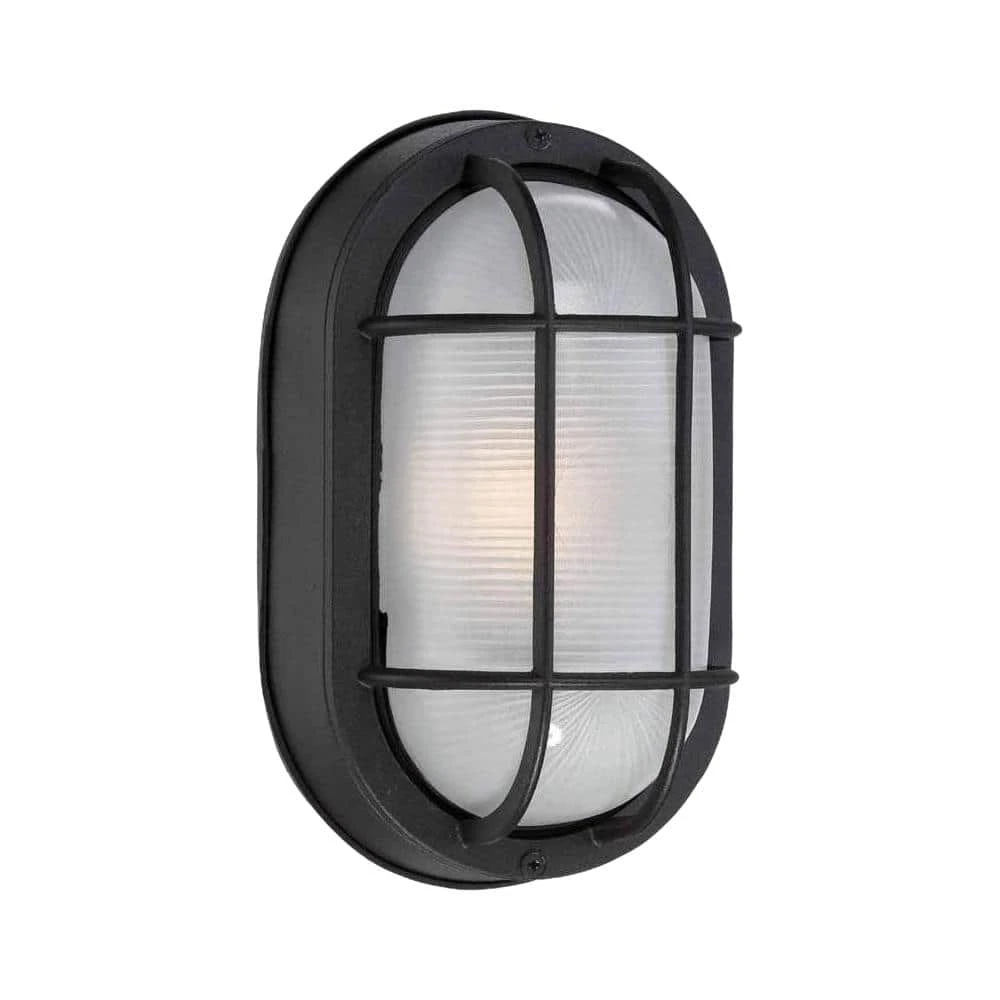 8.5 in. Black LED Outdoor Wall Lamp with Frosted Glass Shade by Hampton Bay 1 8.5 in. Black LED Outdoor Wall Lamp with Frosted Glass Shade by Hampton Bay