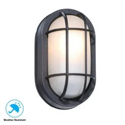 8.5 in. Black Oval 1-Light Outdoor Bulkhead Wall Lamp by Hampton Bay 11 8.5 in. Black Oval 1-Light Outdoor Bulkhead Wall Lamp by Hampton Bay -Hampton Bay Sales black hampton bay bulkhead lights hb8822p 05 1d 1000