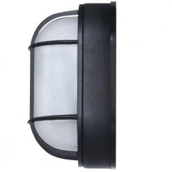 8.5 in. Black Oval 1-Light Outdoor Bulkhead Wall Lamp by Hampton Bay 13 8.5 in. Black Oval 1-Light Outdoor Bulkhead Wall Lamp by Hampton Bay -Hampton Bay Sales black hampton bay bulkhead lights hb8822p 05 77 1000